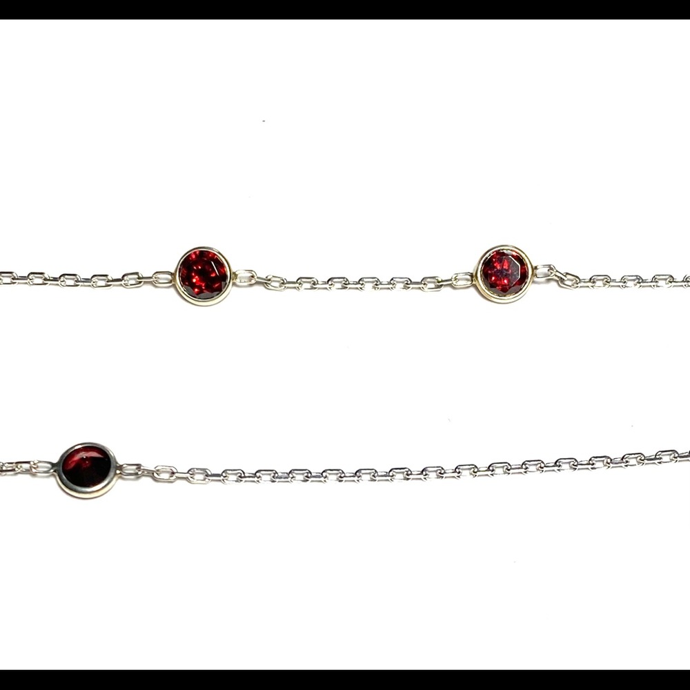 Sterling Silver red crystal necklace